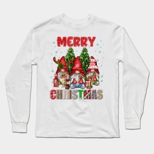 Merry Christmas Gnome Family Funny Xmas Tree Women Men Kids Long Sleeve T-Shirt